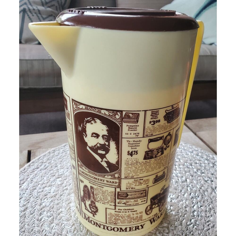 Vintage 1970s 2 Quart Montgomery Ward Catalog Retro Ads Pitcher With Lid